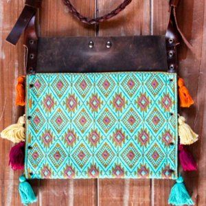 Textile Leather Purse (Teal)